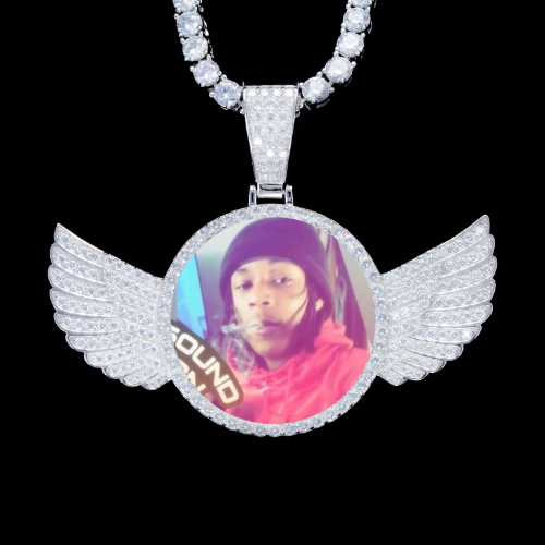 925S & VVS Moissanite 3D Wing Custom Picture Pendant