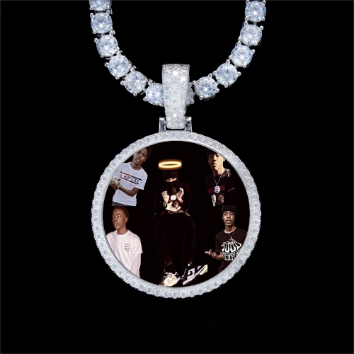 925S & VVS Moissanite 3D Circle Custom Picture Pendant