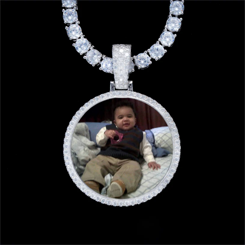 925S & VVS Moissanite 3D Circle Custom Picture Pendant