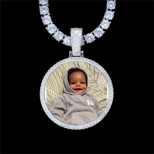 925S & VVS Moissanite 3D Circle Custom Picture Pendant
