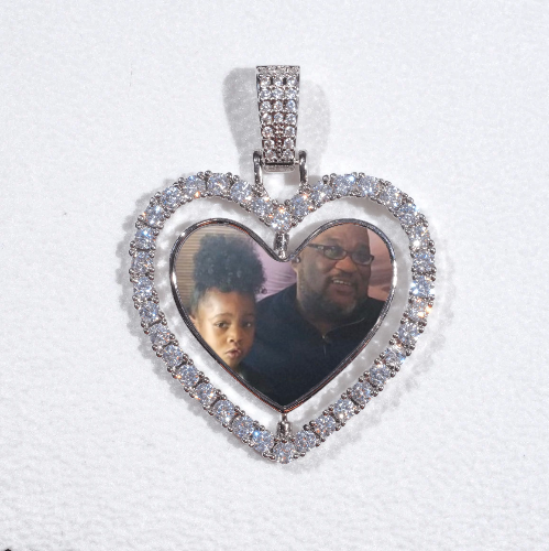 3D Spinning 2-Faced Heart Custom Picture Pendant