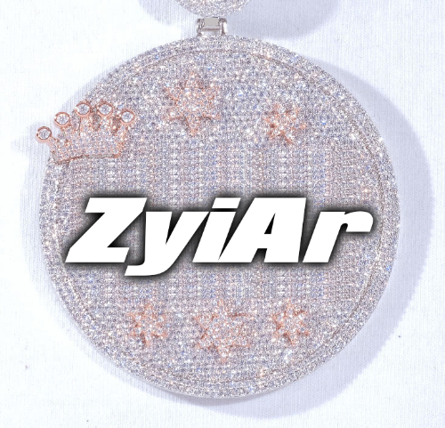 CUSTOM LETTER NECKLACE 3D BIG CROWN DISC
