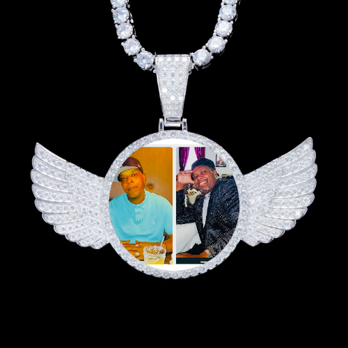 925S & VVS Moissanite 3D Wing Custom Picture Pendant