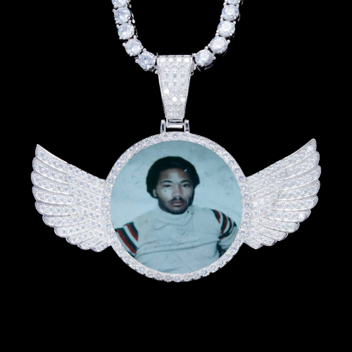 925S & VVS Moissanite 3D Wing Custom Picture Pendant