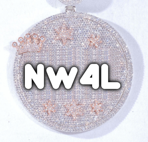 CUSTOM LETTER NECKLACE 3D BIG CROWN DISC