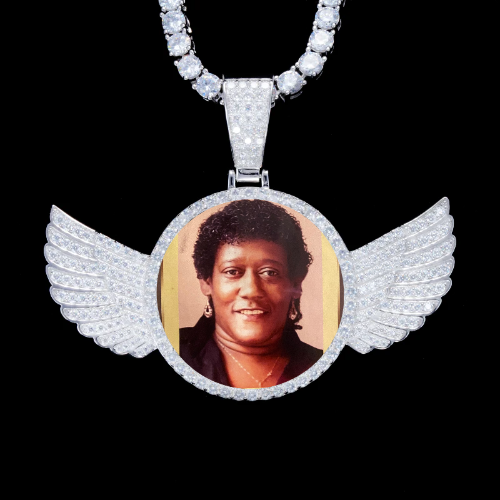 925S & VVS Moissanite 3D Wing Custom Picture Pendant