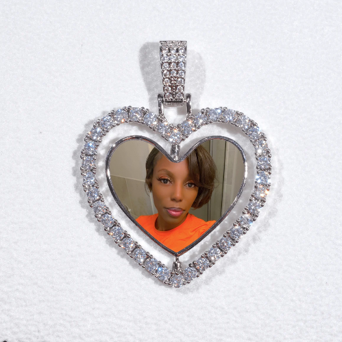 3D Spinning 2-Faced Heart Custom Picture Pendant