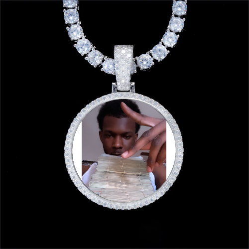 925S & VVS Moissanite 3D Circle Custom Picture Pendant