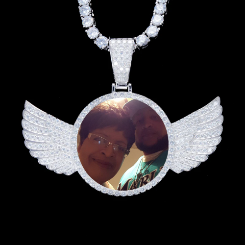 925S & VVS Moissanite 3D Wing Custom Picture Pendant
