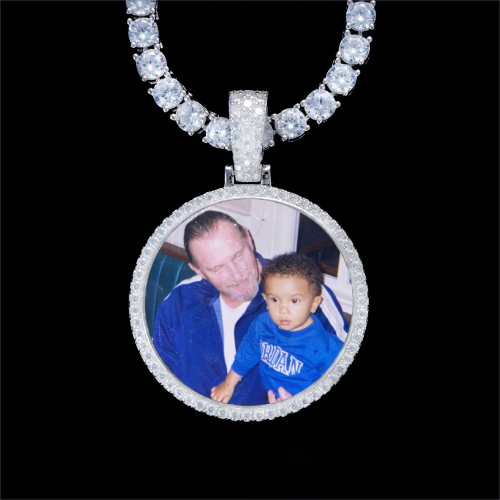925S & VVS Moissanite 3D Circle Custom Picture Pendant
