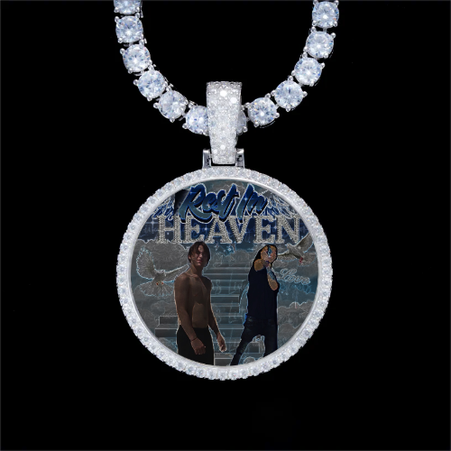 925S & VVS Moissanite 3D Circle Custom Picture Pendant