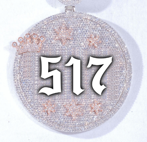 CUSTOM LETTER NECKLACE 3D BIG CROWN DISC