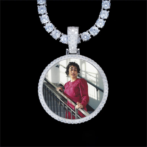925S & VVS Moissanite 3D Circle Custom Picture Pendant