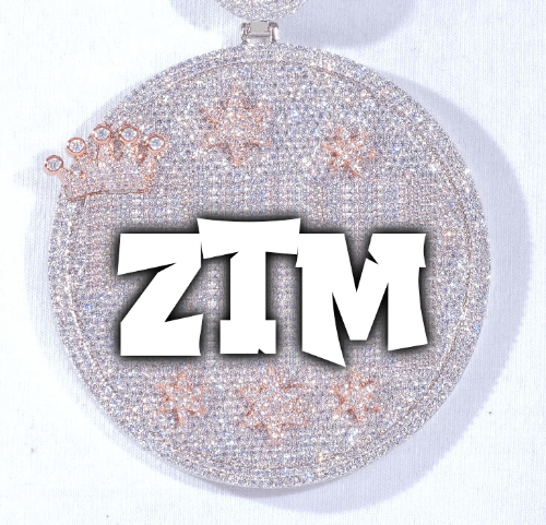 CUSTOM LETTER NECKLACE 3D BIG CROWN DISC