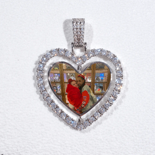 3D Spinning 2-Faced Heart Custom Picture Pendant
