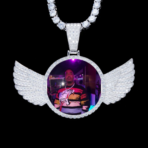 925S & VVS Moissanite 3D Wing Custom Picture Pendant