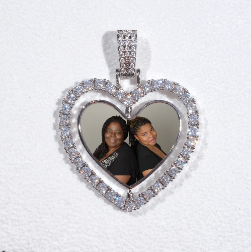 3D Spinning 2-Faced Heart Custom Picture Pendant