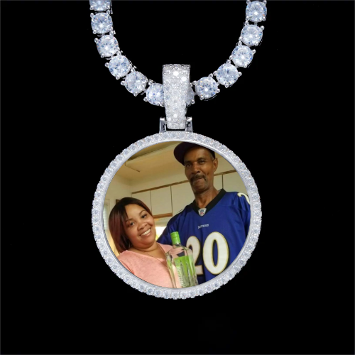 925S & VVS Moissanite 3D Circle Custom Picture Pendant