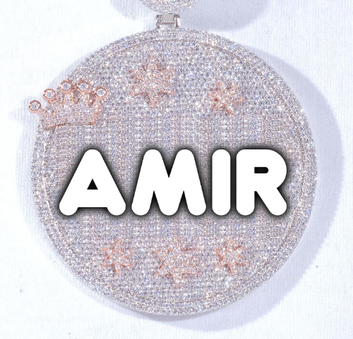 CUSTOM LETTER NECKLACE 3D BIG CROWN DISC