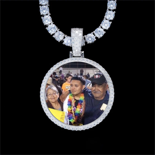 925S & VVS Moissanite 3D Circle Custom Picture Pendant