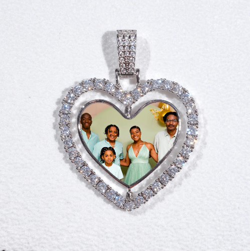 3D Spinning 2-Faced Heart Custom Picture Pendant