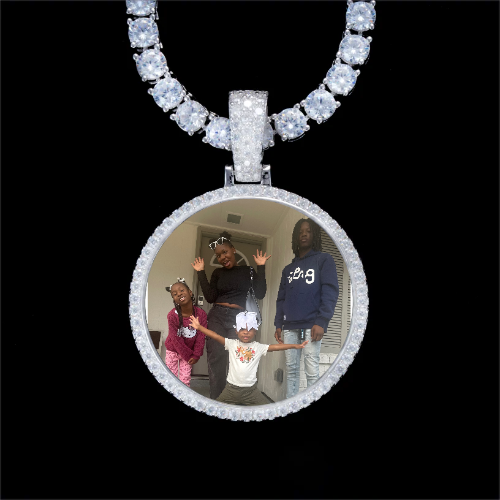 925S & VVS Moissanite 3D Circle Custom Picture Pendant
