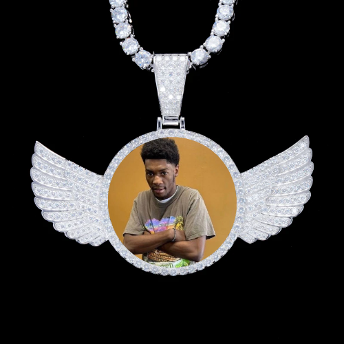 925S & VVS Moissanite 3D Wing Custom Picture Pendant