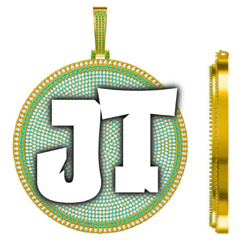 CUSTOM LETTER NECKLACE 3D BIG DISC