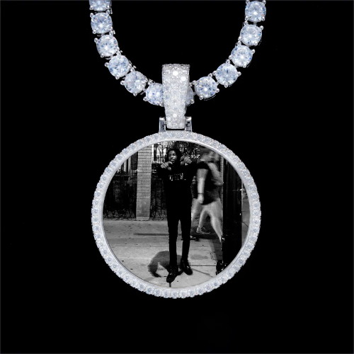 925S & VVS Moissanite 3D Circle Custom Picture Pendant