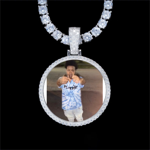 925S & VVS Moissanite 3D Circle Custom Picture Pendant