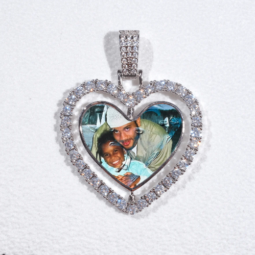 3D Spinning 2-Faced Heart Custom Picture Pendant