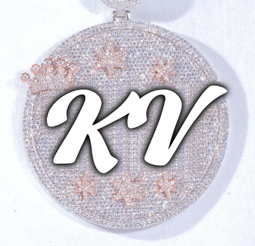 CUSTOM LETTER NECKLACE 3D BIG CROWN DISC