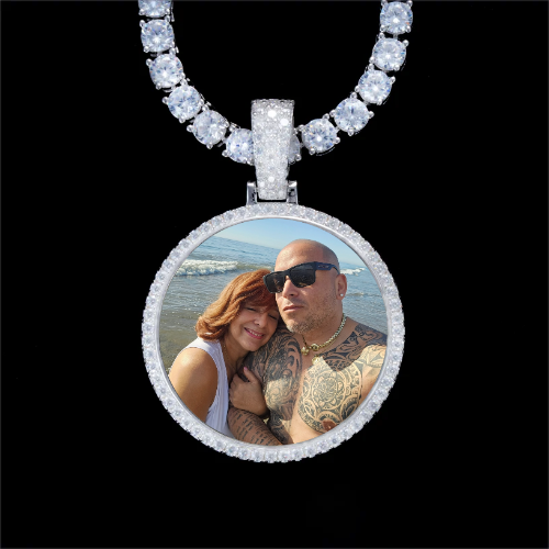 925S & VVS Moissanite 3D Circle Custom Picture Pendant