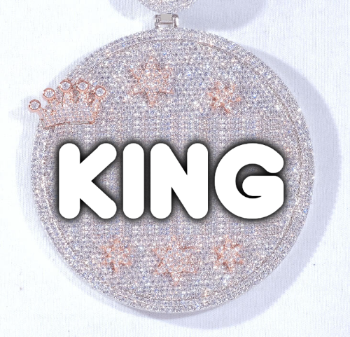 CUSTOM LETTER NECKLACE 3D BIG CROWN DISC