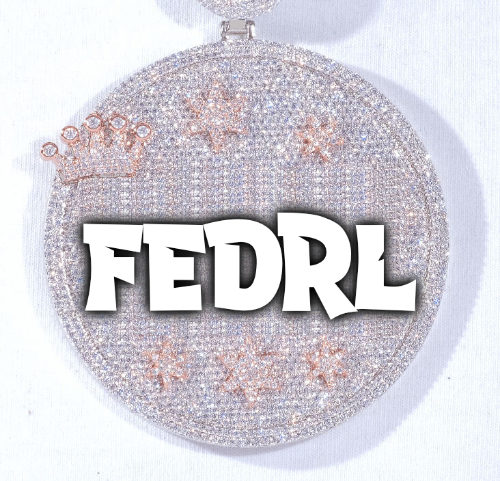 CUSTOM LETTER NECKLACE 3D BIG CROWN DISC