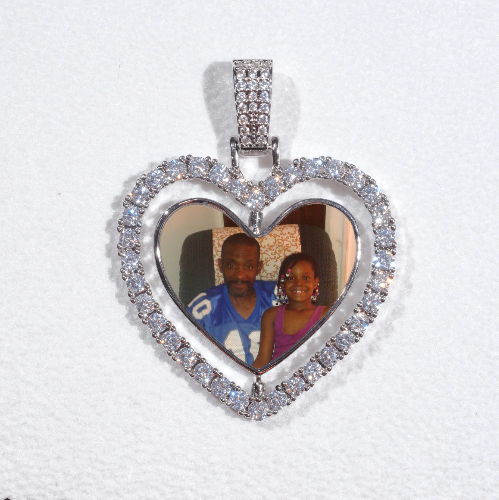 3D Spinning 2-Faced Heart Custom Picture Pendant