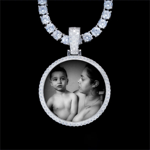 925S & VVS Moissanite 3D Circle Custom Picture Pendant