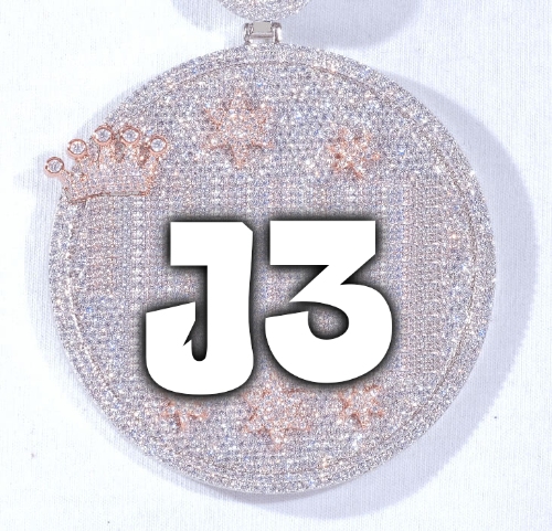 CUSTOM LETTER NECKLACE 3D BIG CROWN DISC