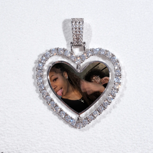 3D Spinning 2-Faced Heart Custom Picture Pendant