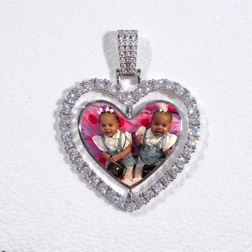 3D Spinning 2-Faced Heart Custom Picture Pendant