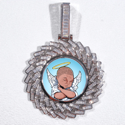 Large 3D Baguette Custom Picture Pendant