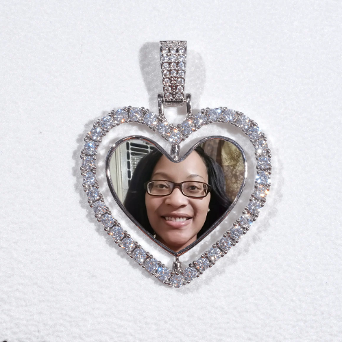 3D Spinning 2-Faced Heart Custom Picture Pendant