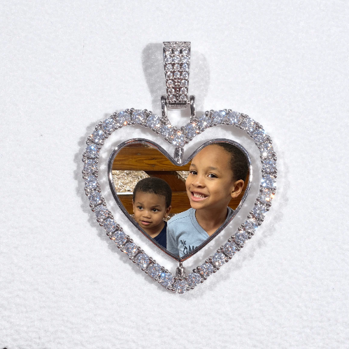 3D Spinning 2-Faced Heart Custom Picture Pendant