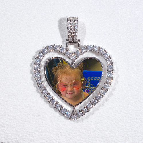 3D Spinning 2-Faced Heart Custom Picture Pendant