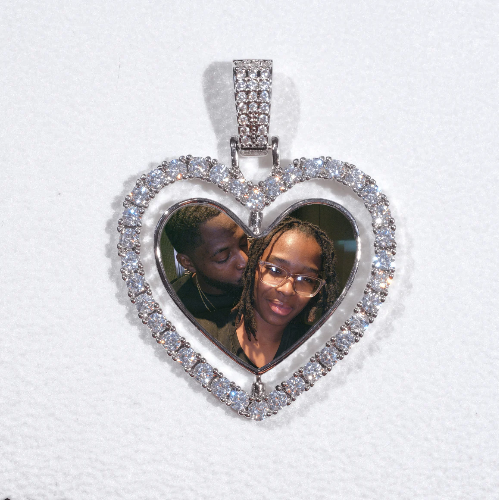 3D Spinning 2-Faced Heart Custom Picture Pendant