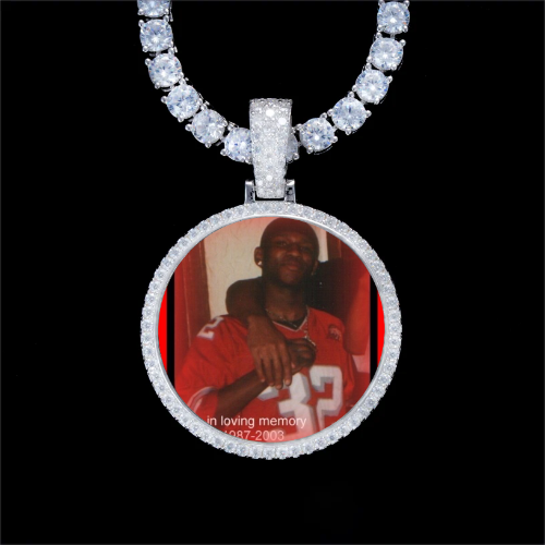 925S & VVS Moissanite 3D Circle Custom Picture Pendant