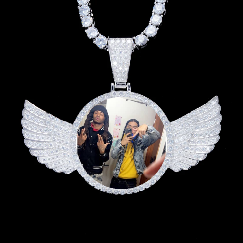 925S & VVS Moissanite 3D Wing Custom Picture Pendant