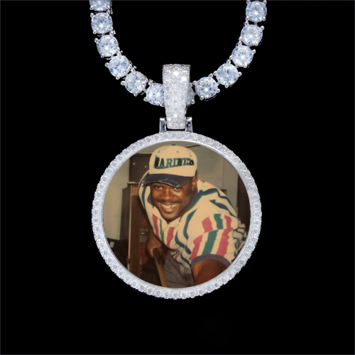 925S & VVS Moissanite 3D Circle Custom Picture Pendant