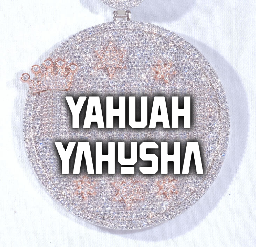CUSTOM LETTER NECKLACE 3D BIG CROWN DISC