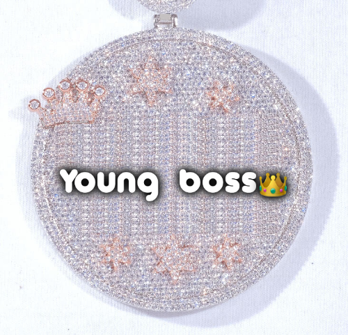 CUSTOM LETTER NECKLACE 3D BIG CROWN DISC